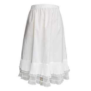 秋冬百褶蕾丝网纱拼纯棉叠穿内搭打底神器半身裙中长款汉服内衬裙