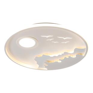 卧室灯简约现代白色山水吸顶灯北欧极简圆形书房灯新中式房间灯具