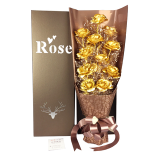 金玫瑰24k玫瑰花金箔金花生日创意送女生女友老婆七夕情人节礼物