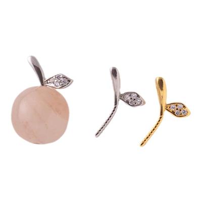 S925纯银叶子吊坠空托珍珠吊坠扣