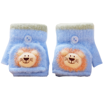 小宝宝可爱冬季手套半指翻盖