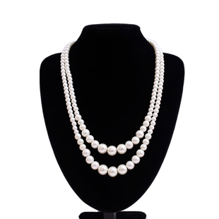 双层珍珠颈链配旗袍项链民国风摄影写真拍照饰品毛衣链子女士097