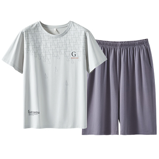 恒源祥夏日套装睡衣男款纯棉薄款短袖短裤家居服套装清凉透气亲肤