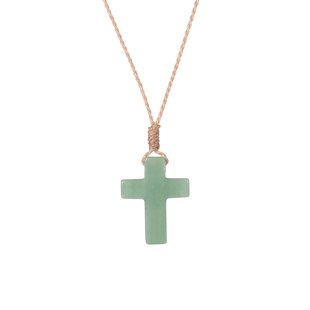 Filori菲珞天然绿东陵石项链男女水晶十字架吊坠可调节26马年礼物