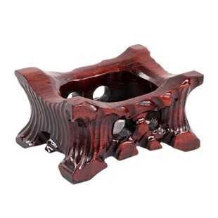 泰山石奇石头实木底座带槽鹅卵石不规则石头黄河石凹槽摆件托架子