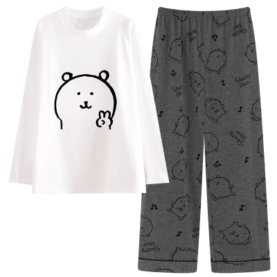 纯棉自嘲熊睡衣女款长袖春秋季