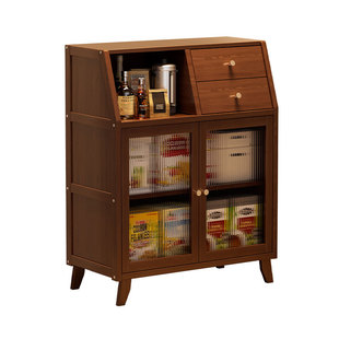 中古风极窄小型餐边柜厨房靠墙收纳一体置物架迷你咖啡机储物柜子