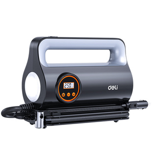 得力车载充气泵汽车打气泵轮胎专用带测胎压车用电动便携式打气筒