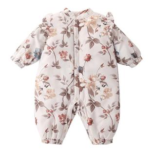 女宝宝棉服连体衣新中式哈衣秋冬季加厚保夹棉衣服婴儿冬装外出服