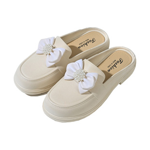 包头半拖女外穿新款防水拖鞋软底雨胶鞋防滑工作上班懒人鞋蝴蝶结