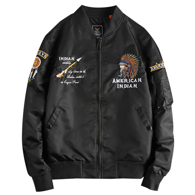 重工印第安刺绣美式潮流飞行夹克