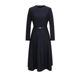 【含羊毛】Scofield女装简约领口拼接A摆收腰连衣裙2025春季新品