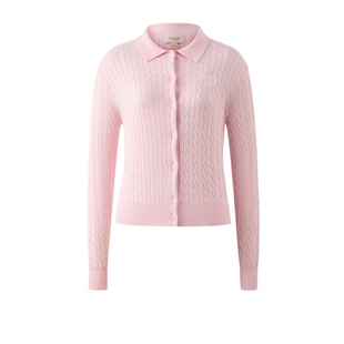 Eland衣恋毛针织衫女长袖翻领开衫休闲棉质毛衣2025冬季新款