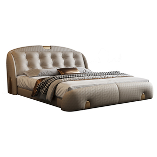 馨佰利真皮床1米8双人床现代轻奢风主卧大床新款家具可储物婚庆床