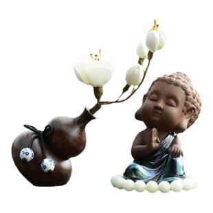 高端桃木葫芦汽车摆件车内饰品禅意中国风中控台装饰女弥勒佛香水