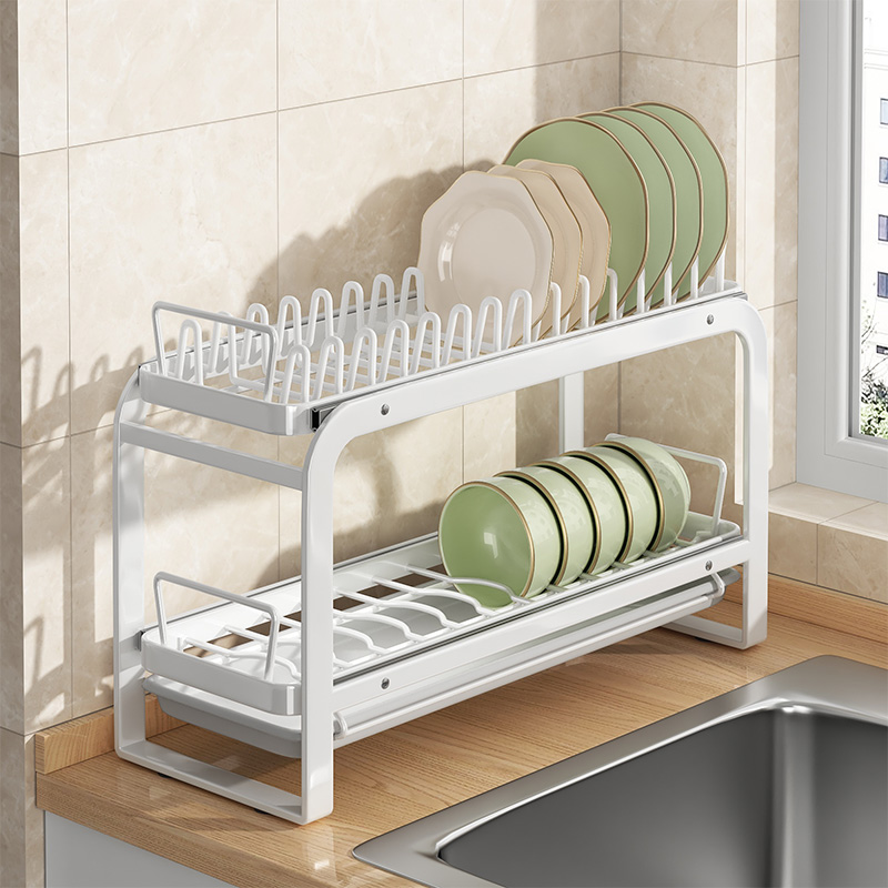 佳帮手窄款碗碟收纳架双层厨房多功能置物架碗盘沥水架小型沥碗架