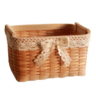 藤编木片编织小号厨房姜葱蒜鸡蛋收纳盒生姜大蒜头竹编篮子收纳筐