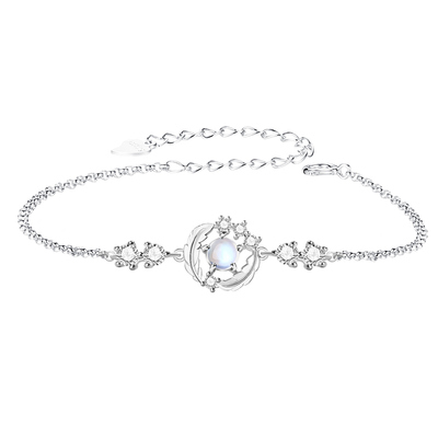 微汀浅羽纯银月光石原创女生手链