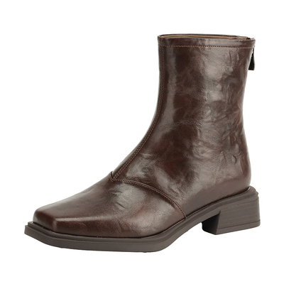 达芙妮法式方头短靴女英伦马丁靴