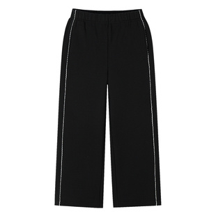 安奈儿童装女童裤子2025冬新款加绒保暖休闲甜美弹力宽松阔腿长裤