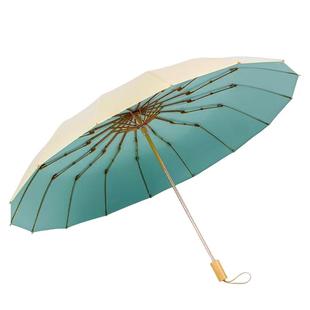 高级感16骨雨伞女晴雨两用彩胶防晒太阳伞防紫外线加大加固遮阳伞