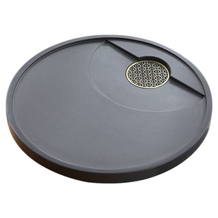 天然乌金石茶盘圆形单盘石材一体整块石板家用客厅茶台石头茶托盘