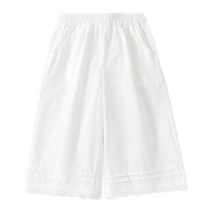 女童裤子夏薄款2026新款网红外穿小童白色九分裤洋气时髦儿童衣服