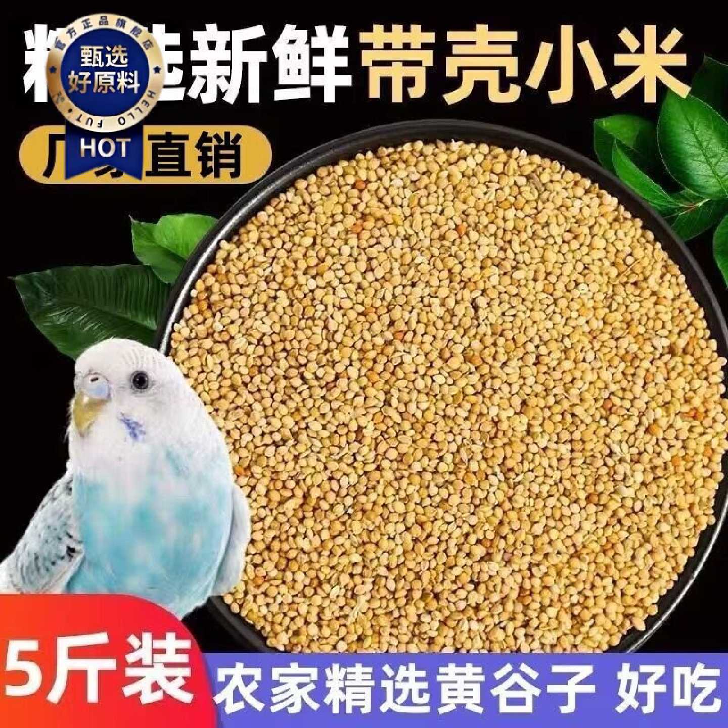新黄谷子带壳小米虎皮牡丹玄凤中小型鹦鹉文鸟鸟粮鸟食饲料包邮
