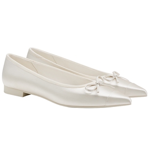 CHARLES&KEITH26夏新款CK1-70920238缎面蝴蝶结平底芭蕾舞鞋单鞋
