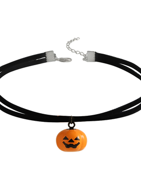 万圣节南瓜铃铛锁骨链