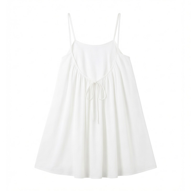 纯色露背吊带短裙Solid Color Ruffled Back Strappy Short Skirt
