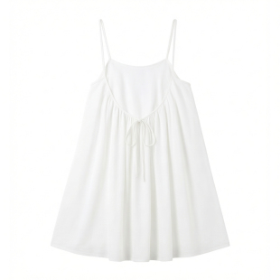 纯色露背吊带短裙Solid Color Ruffled Back Strappy Short Skirt