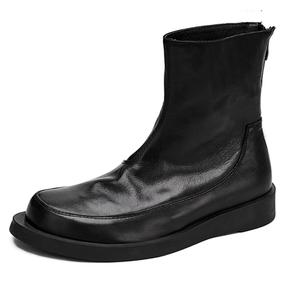 男士真皮马丁靴秋冬男拉链黑色