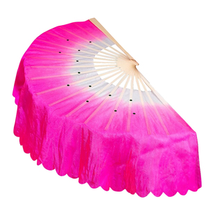 舞蹈扇子舞协考级真丝渐变色儿童跳舞表演胶州扭秧歌专用八寸绸布