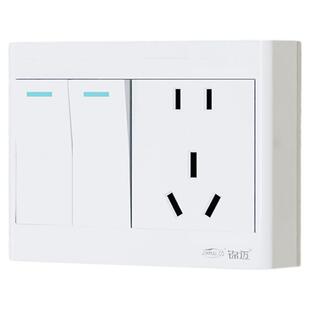 锦迈明装超薄二开五孔开关带十孔插座家用单双控白金灰色大板面板