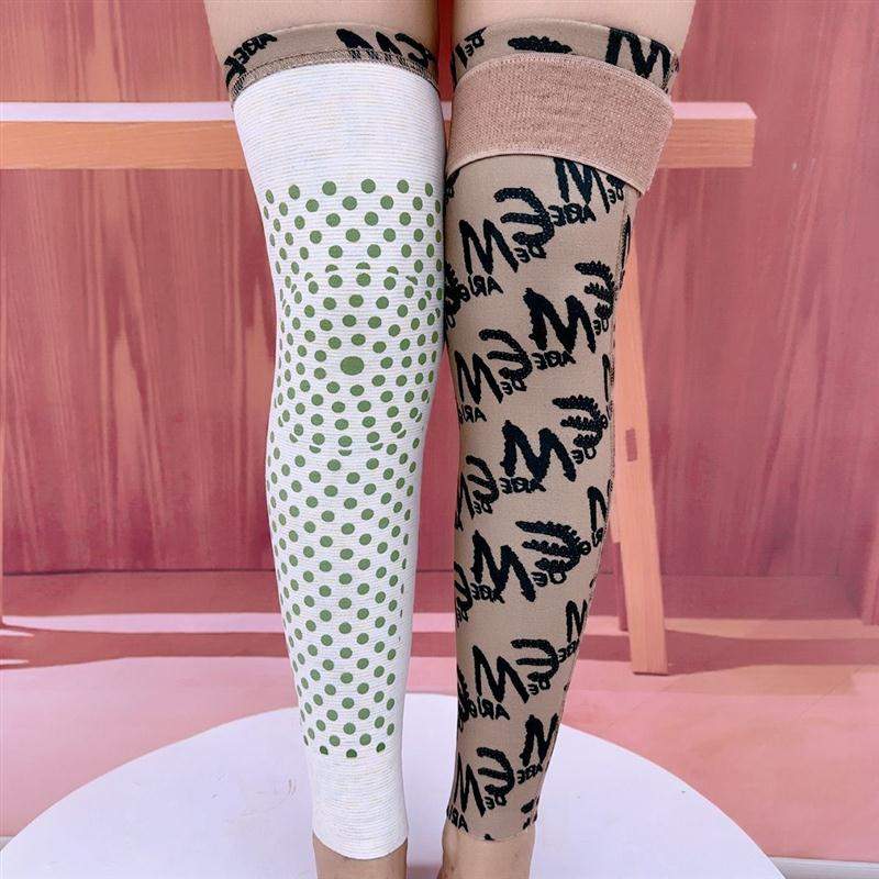 德绒绑带护膝保暖防寒印花艾草颗粒空调屋关节凉艾绒保暖加长护腿