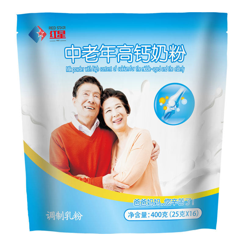 红星中老年高钙营养奶粉专为中老年设计独立条装 25g*16