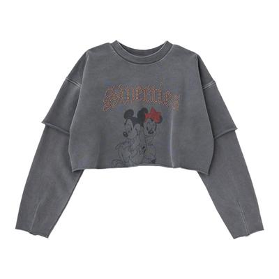 MOUSSY迪士尼假两件圆领纯棉卫衣