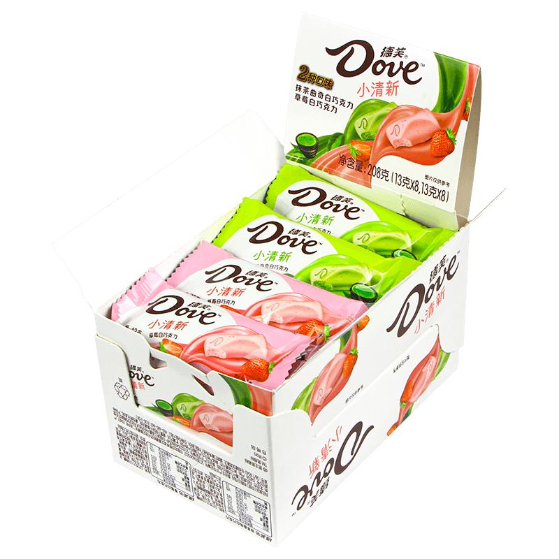 德芙巧克力208g盒装13g*16条草莓抹茶味曲奇白巧克力糖果