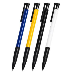 得力圆珠笔按压式自动原子笔蓝色中性笔0.7mm办公商务中油笔黑色红色老式三色原珠笔小学生教师老师专用批发