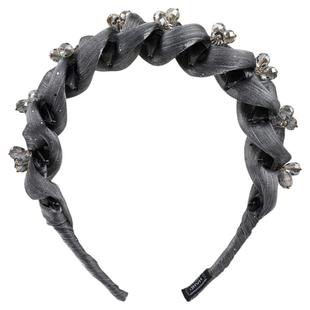 高颅顶水钻发箍女复古黑色网纱高级感麻花头箍带齿防滑洗漱用发卡