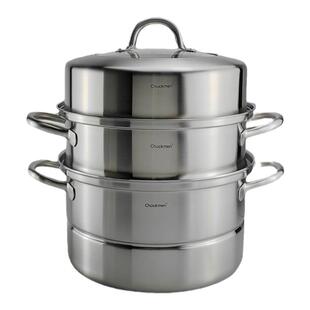 Chockmen18-10不锈钢大蒸锅笼屉篦子304炖煲汤锅28cm加厚三层可蒸