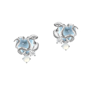 MASW麻秀原创设计灵蛇起舞系列清冷蛇院耳钉小众轻奢星空蓝耳饰新