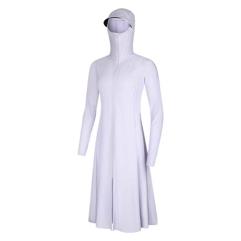 361冰丝原纱防晒衣女子夏新款黑胶大帽檐长款防晒服全身中长罩衫