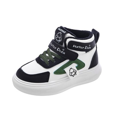 小黄鸭童鞋男女童秋冬运动鞋加绒保暖2025高帮新款儿童板鞋休闲鞋