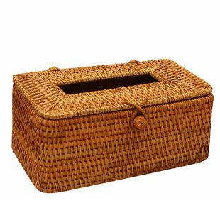 越南藤编纸巾盒餐纸筒盒客厅车用抽纸盒创意多用酒店高档家用定制