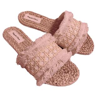 MajesticZhouse#夏季编织网红拖鞋泰国手工凉拖欧美INS风沙滩度假