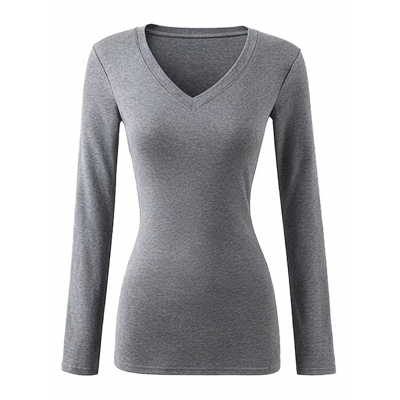 羽绒服内搭德绒打底衫女v领