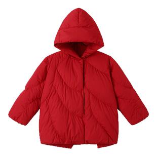 英氏女童秋冬羽绒服外套保暖夹棉棉服女宝连帽加绒休闲上衣商场款