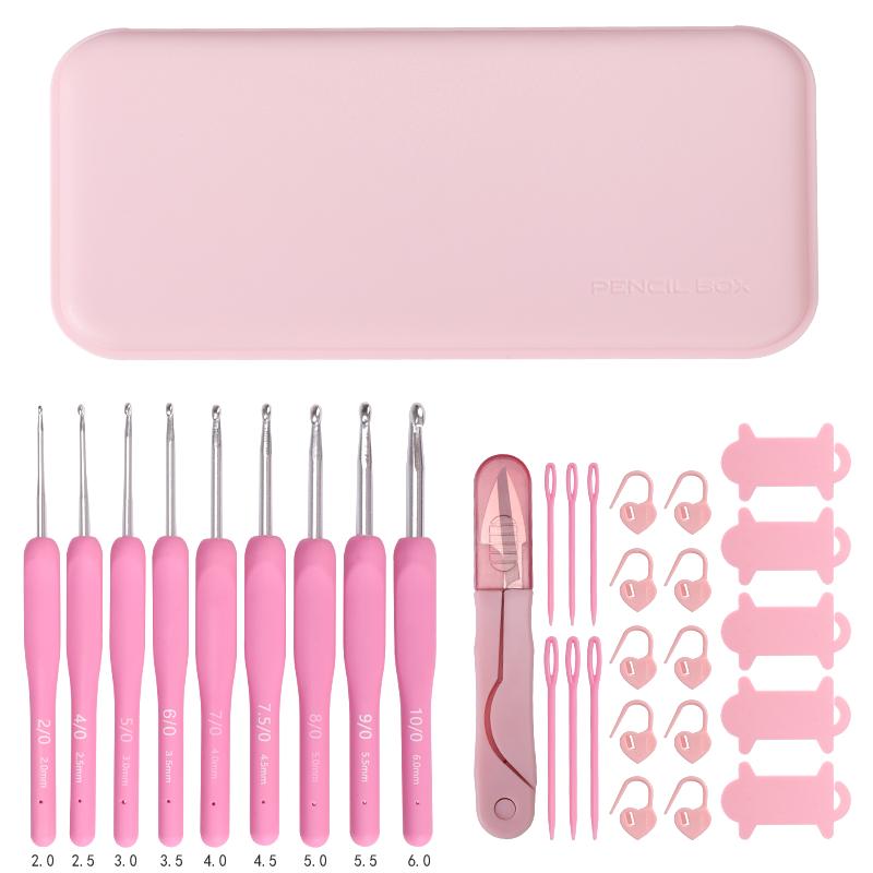 9支DIY钩针套装初学者多巴胺粉红手工舒适全套装编织毛衣毛线玩偶